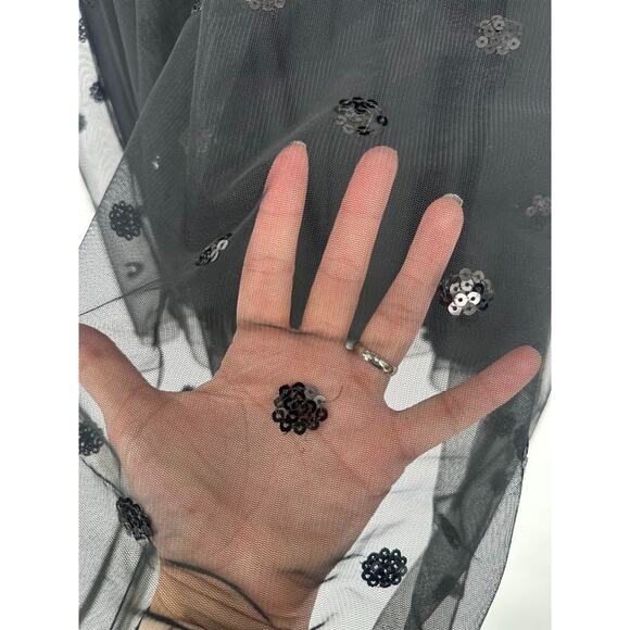 Intimately FP Free People Sequin Polka Dot Mesh Midi Skirt S Black Whimsigoth - Picture 5 of 8